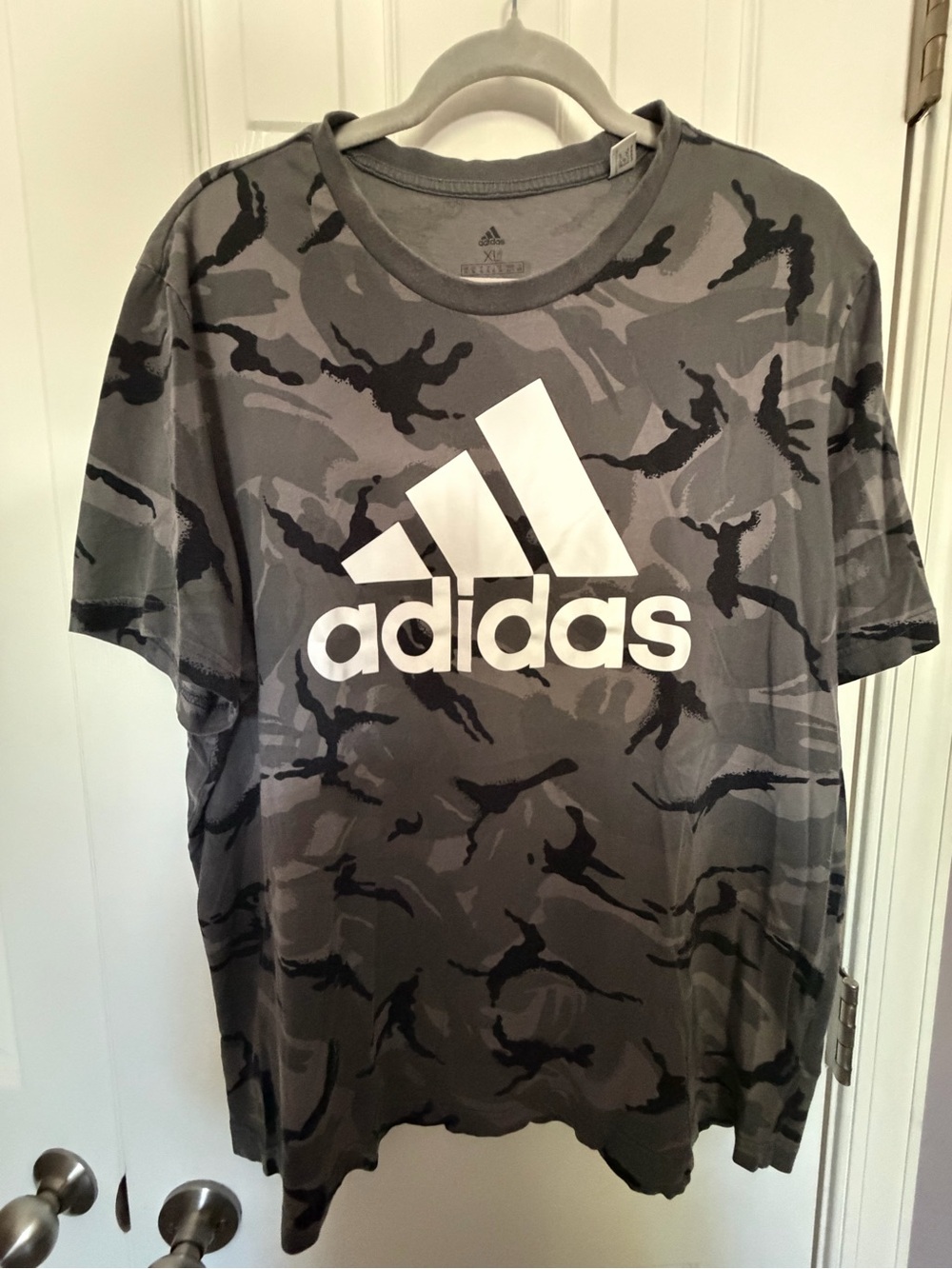adidas Gray Camo Short Sleeve Tee with White Logo